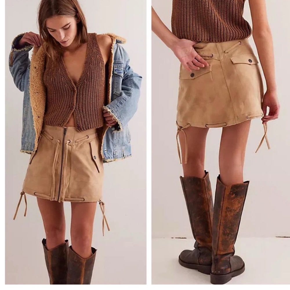 We The Free Camel Skirt with Pocket Detail Size 12